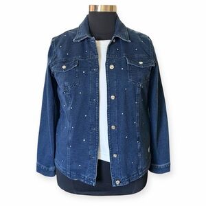 Quacker Factory Sparkle and Shine Denim Jeanne Jacket Size Large